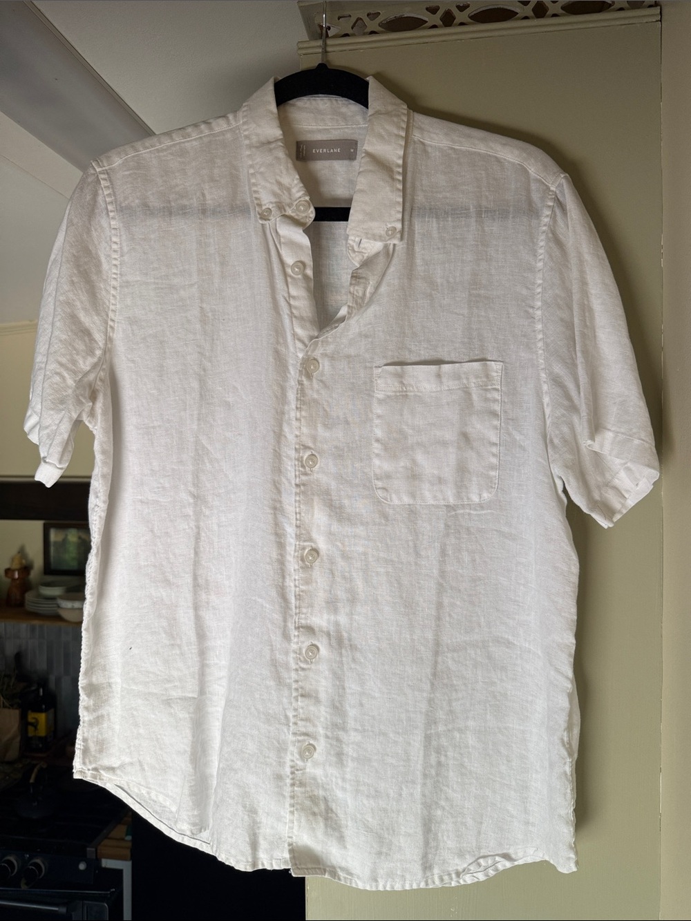 Men's White Short-Sleeve Linen Shirt